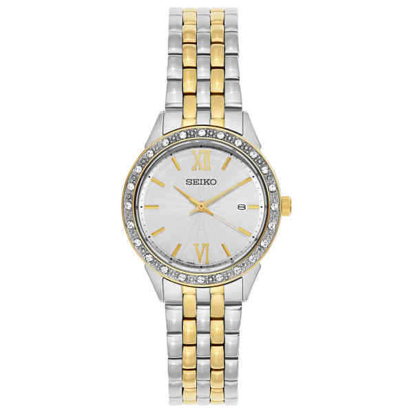 Seiko woman Two Tone Stainless Steel Crystal Bezel Watch
