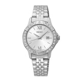 Seiko woman Silver Dial Crystal Accent Bezel Silver-Tone Dress Watch