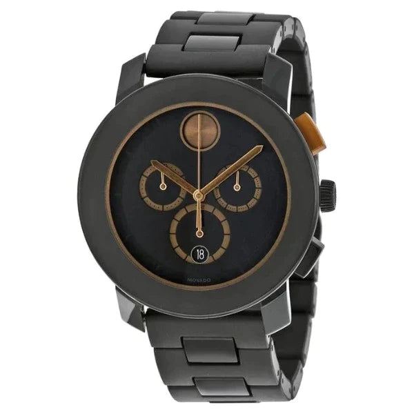 Movado Bold Black Dial Black Stainless Steel Case and Band men Quartz Watch