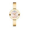 Movado woman' Bold Crystal Gold-Tone Bangle Watch with Transparent Mother-of Pearl Dial - 3600627