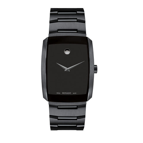 men Movado Eliro Black PVD Watch with Tonneau Black Dial
