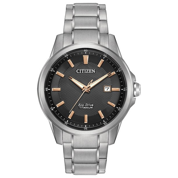 men Citizen Eco-Drive® Titanium Watch with Black Dial 