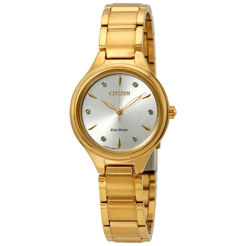 Citizen woman' Eco-Drive® Corso Diamond Accent Gold-Tone Watch with Silver-Tone Dial
