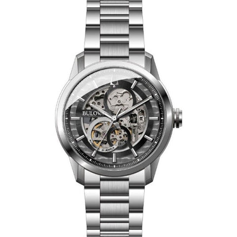 Bulova men Sutton Automatic Watch with Black Skeleton Dial