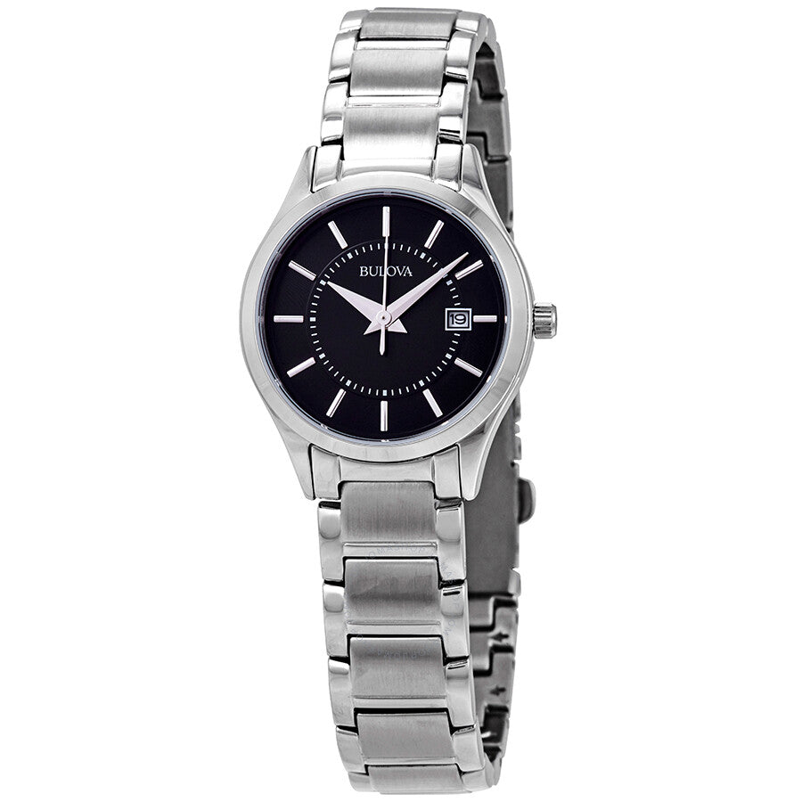 Bulova Classic Black Dial Stainless Steel woman Watch