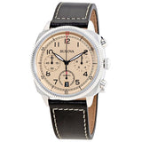 Bulova men Chronograph Black Leather Beige Dial Watch