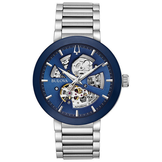 Bulova men Modern Automatic Blue Dial Stainless Steel Watch