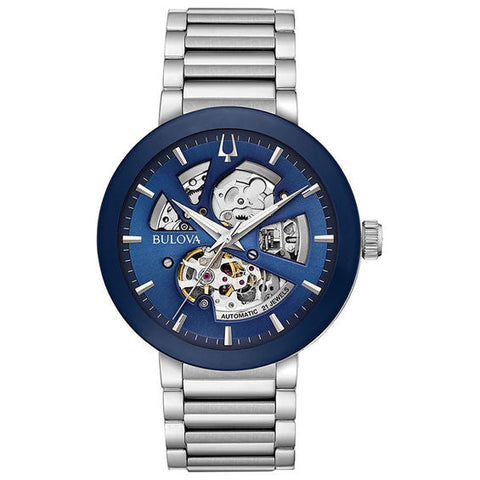 Bulova men Modern Automatic Blue Dial Stainless Steel Watch