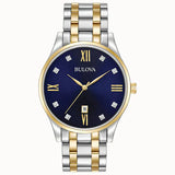 Bulova men Classic Two-Tone Watch with Blue Dial