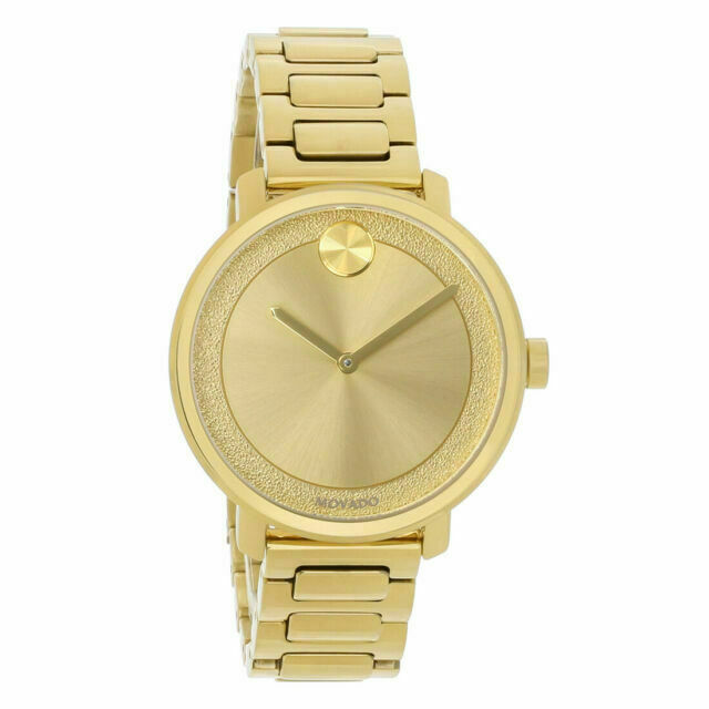 Movado BOLD watch, 34 mm pale gold ion-plated stainless steel case