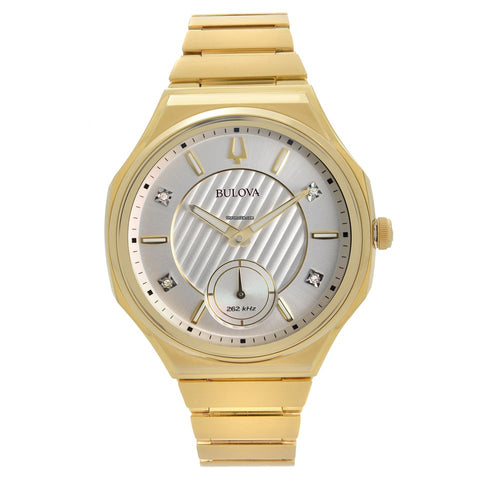 Bulova Curv Quartz Diamond Silver Dial woman Watch