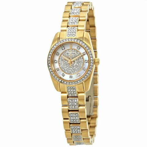 Bulova Crystal Quartz Mother of Pearl Dial woman Watch
