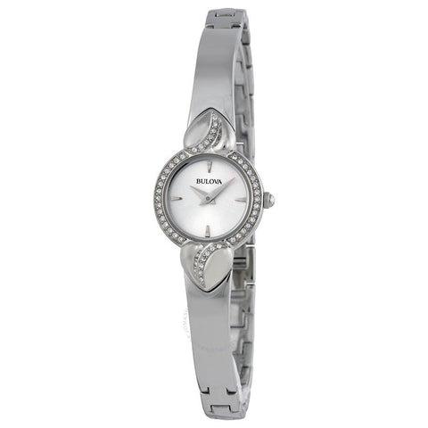 Bulova Silver Dial Crystal Pendant and Bangle Watch Set