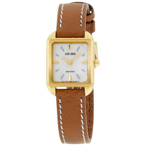 Citizen Silhouette Eco-Drive White Dial Brown Leather woman Watch