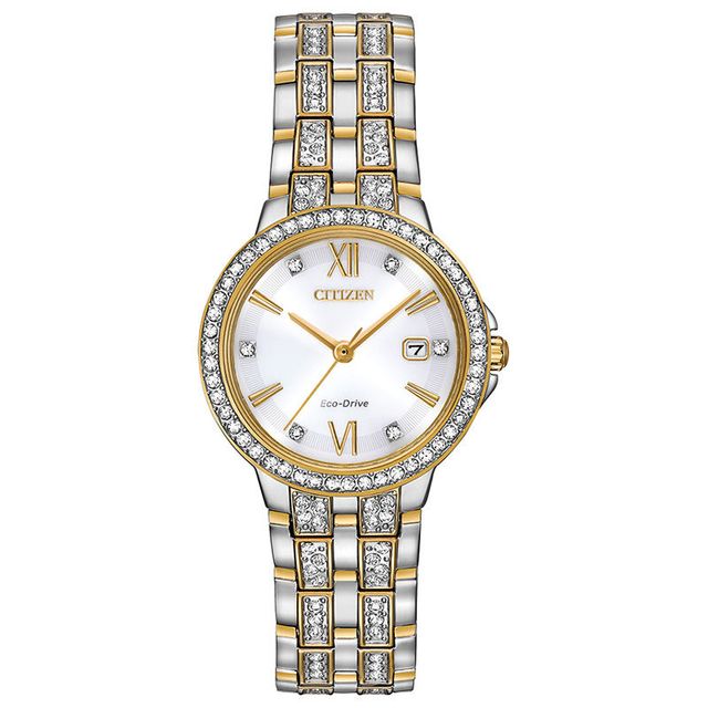 Citizen woman' Eco-Drive® Crystal Accent Two-Tone Watch with Silver-Tone Dial