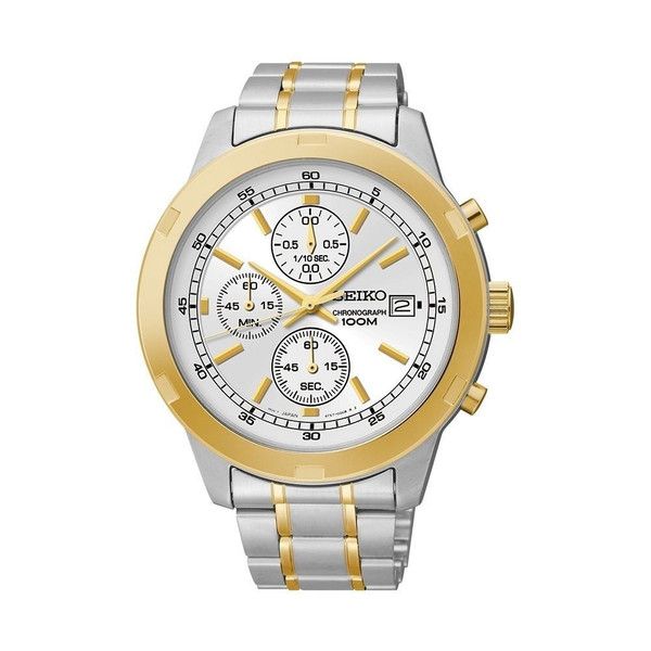 Seiko chronograph two tone sale