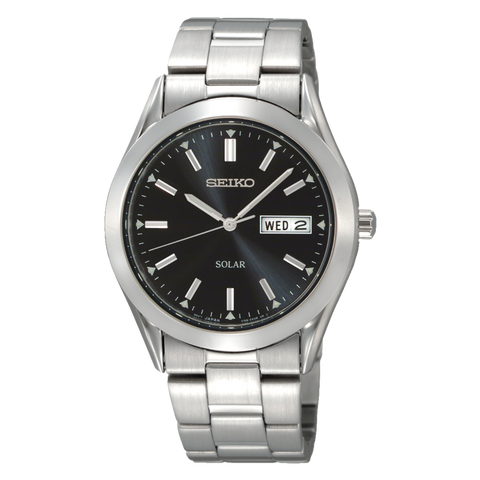 Seiko Solar Quartz Black Dial men Watch