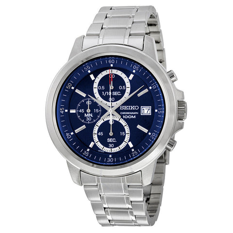 Seiko Chronograph Dark Blue Dial Stainless Steel men Watch