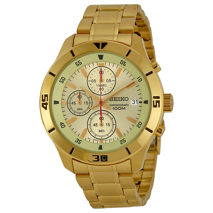 Seiko Chronograph Champagne Dial Gold-tone men Watch