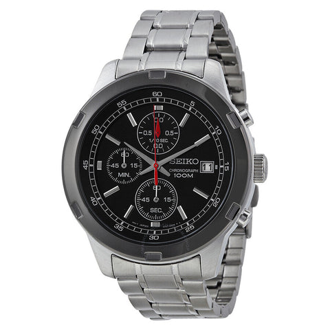 Seiko Chronograph Black Dial Stainless Steel men Watch 