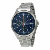 Seiko Chronograph Blue Black Dial Stainless Steel men Watch