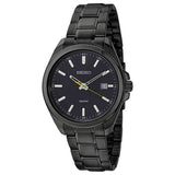 Seiko men Black Ion Stainless Steel Bracelet Black 100M Dial Watch - SUR073