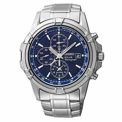 Seiko Solar Alarm Chronograph Blue Dial men Watch - SSC141