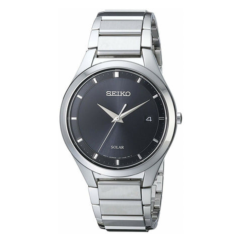 Seiko Solar Black Dial Stainless Steel men Watch