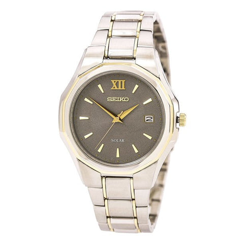 Seiko Solar Gray Dial Two-tone Stainless Steel men Watch
