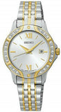 Seiko woman Silver Dial Crystal Two Tone Watch SUR864