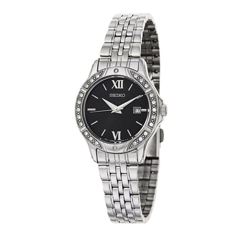 Seiko Authentic woman SS Black Dial Swarovski - SUR861