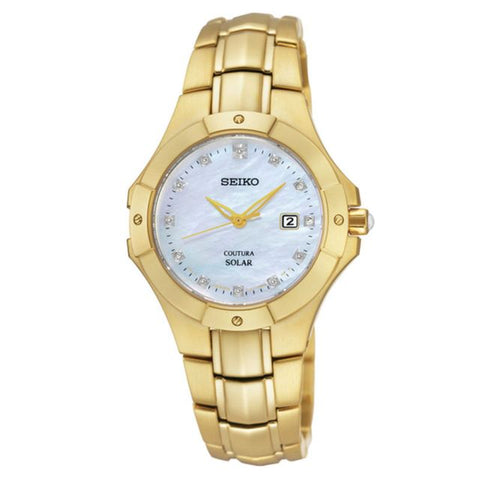 Seiko Coutura Solar Mother of Pearl Gold-tone woman Watch SUT168