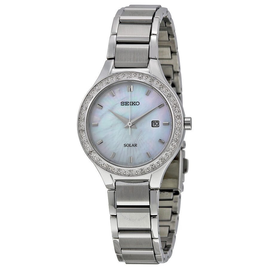 Seiko Solar Mother of Pearl Dial Stainless Steel woman Quartz Watch SUT135