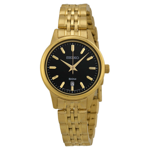 Seiko Black Dial Gold-tone woman Watch