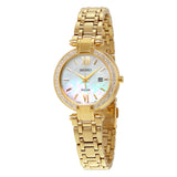 Seiko Solar Mother of Pearl Dial Yellow Gold-tone woman Watch SUT182
