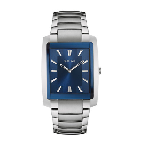 Bulova Men’s Silver Tone Blue Dial Watch 96A169