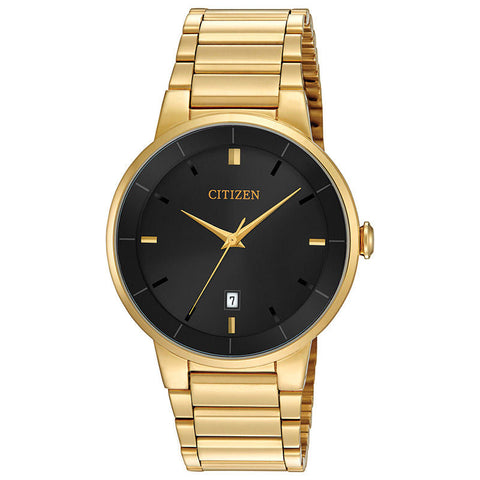 Citizen Quartz Black Dial Yellow Gold-tone men Watch BI5012-53E