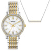 Bulova woman Crystal Accent Two-Tone Watch and Necklace Boxed Set