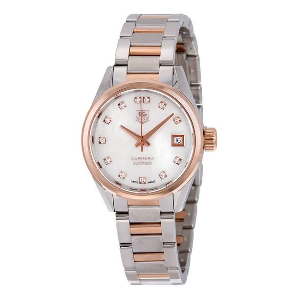 Carrera Mother of Pearl Diamond Steel and 18kt Rose Gold woman Watch
