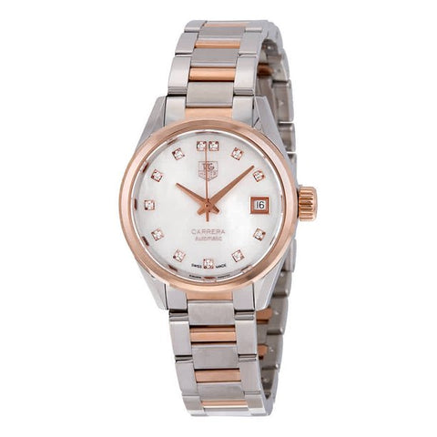 Carrera Mother of Pearl Diamond Steel and 18kt Rose Gold woman Watch