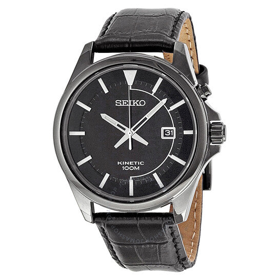 Kinetic Black Dial Black Leather men Watch