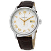 Quartz White Dial Brown Leather men Watch