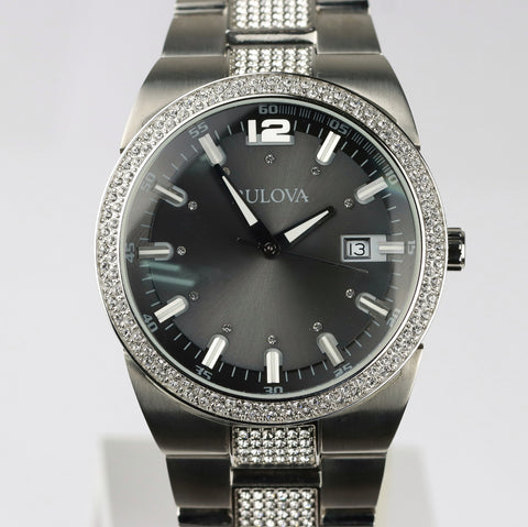 Bulova men Crystal Analog Display Japanese Quartz Watch - 96B221